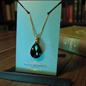 SALE!! Zircon Green Pear Pendant Necklace